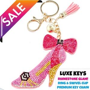 Luxe Keys Rhinestone Key Chain - Pink Heels